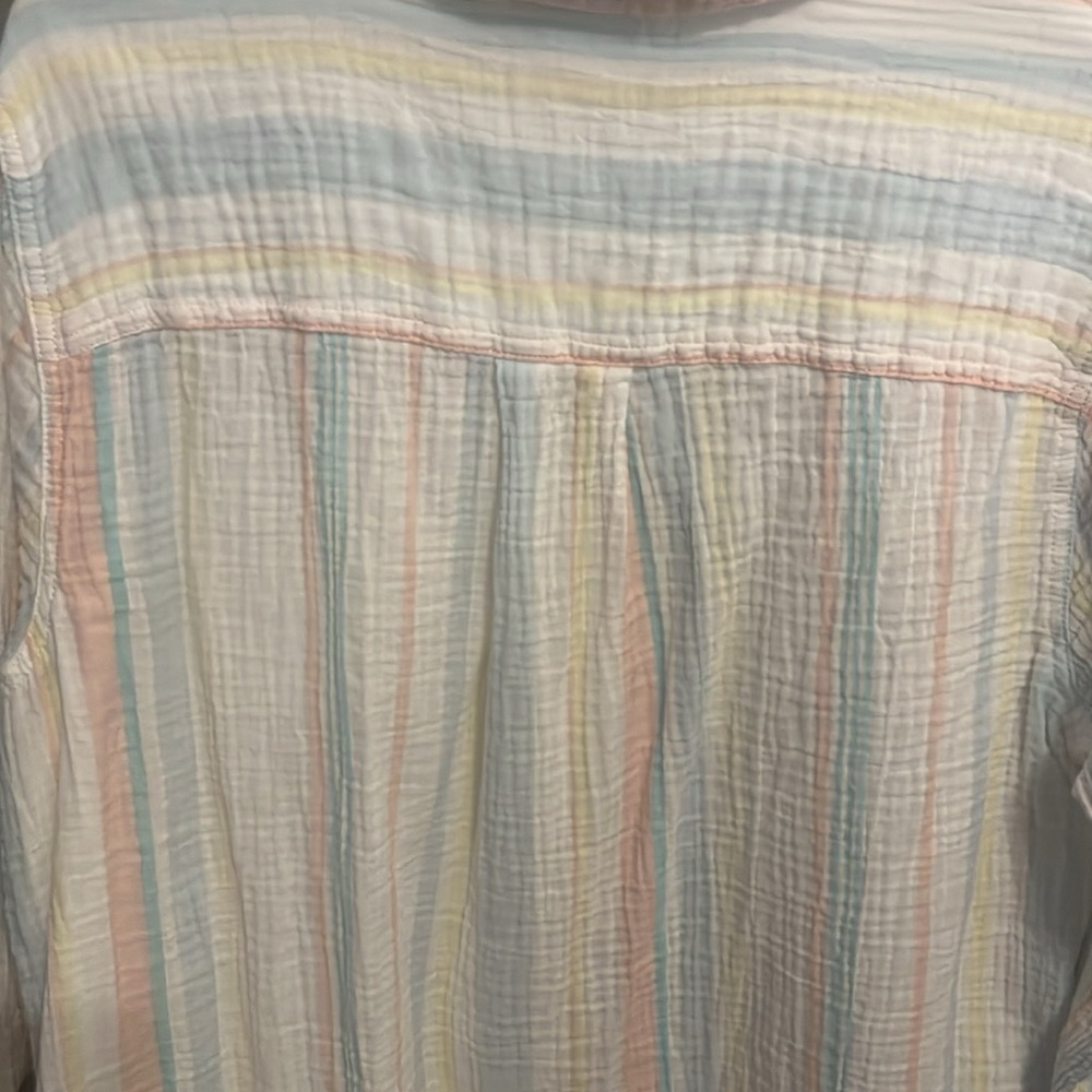 St. John's Bay Casual Blue and Yellow Button Down Shirt - Picture 4 of 4